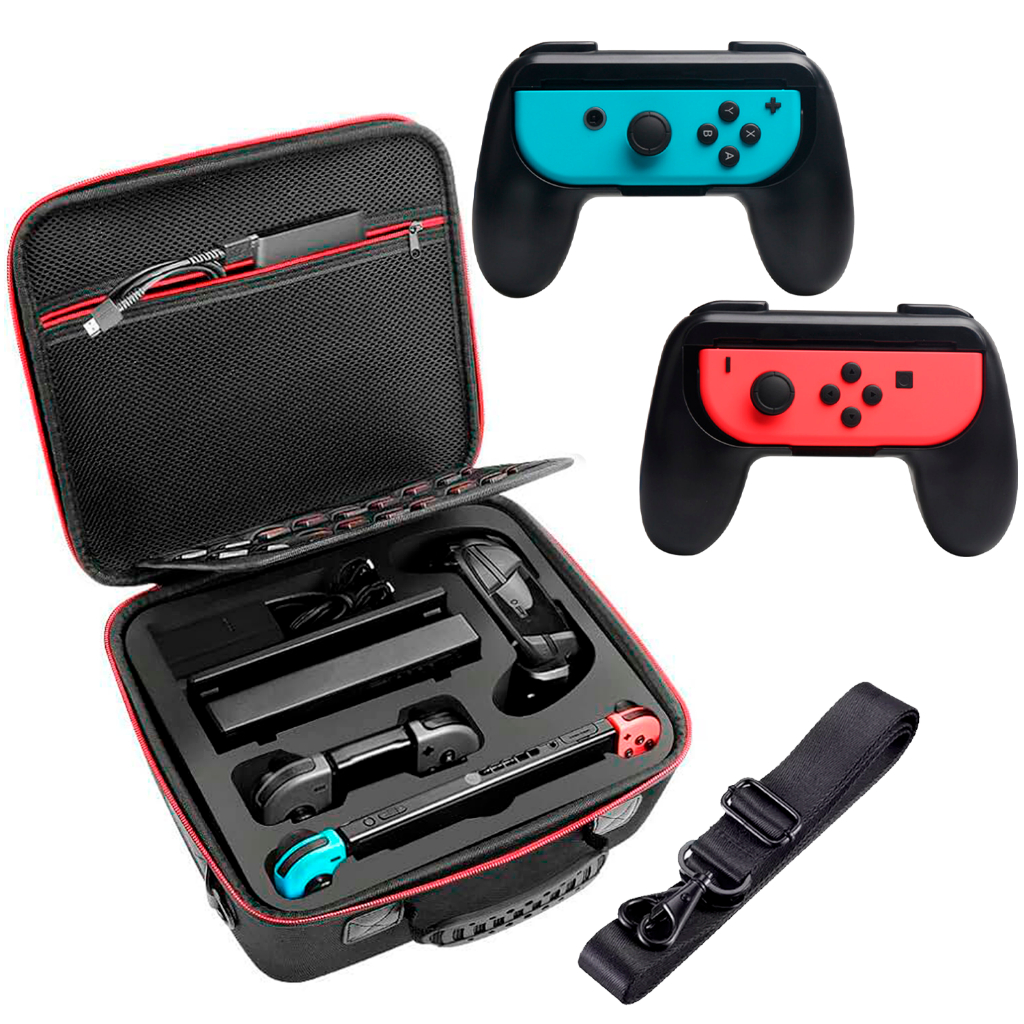 Case Bolsa Estojo Compatível com Nintendo Switch Oled Grip Controller Joy Preto Acessório
