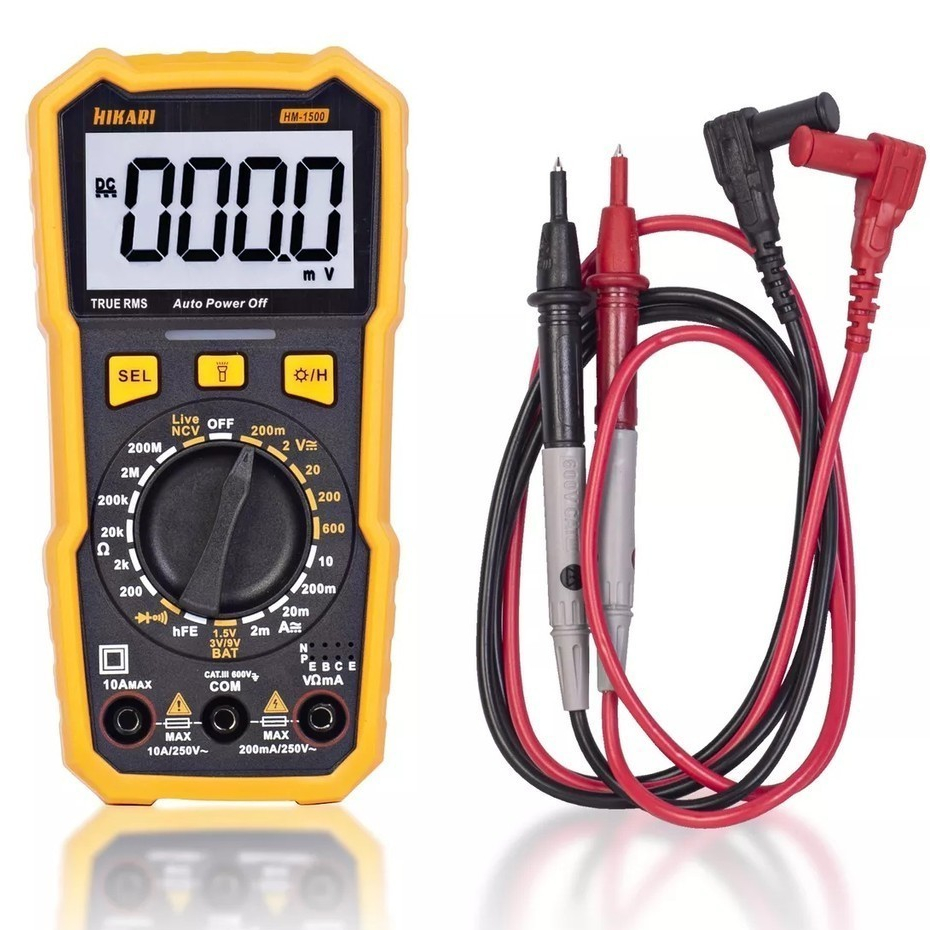 Multímetro Digital Hikari HM-1500 True RMS, NCV, hFE AC/DC 600V Emborrachado em Oferta na Shopee