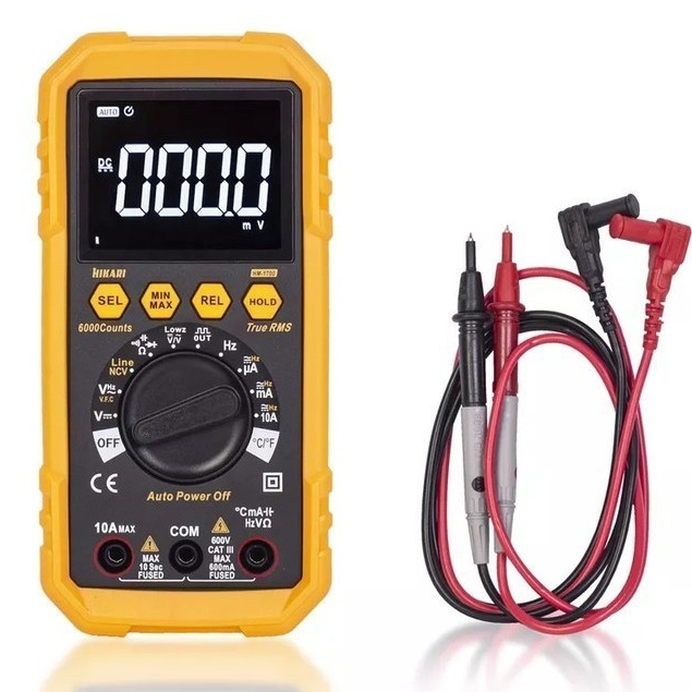 Multímetro Digital Hikari HM-1700 True RMS, NCV, 600V, Capacitância, Display Grande Iluminado EBTN em Oferta na Shopee