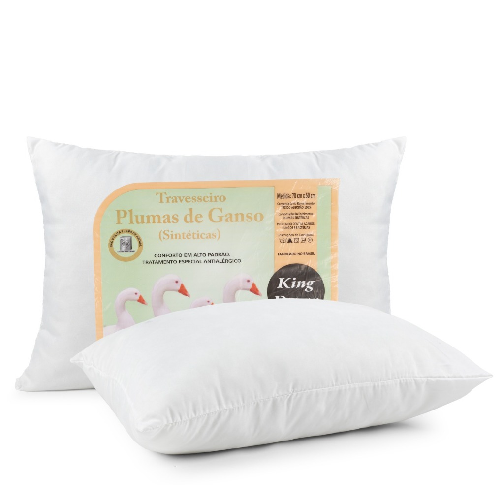 Travesseiro Pluma De Ganso Sintetico Premium Extra Macio
