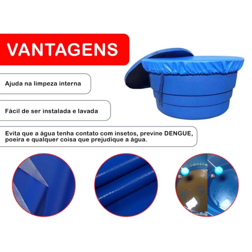Capa De Caixa D`água 250 / 350 / 500 / 1000 Litros Universal Telada Tela contra Dengue Sujeiras
