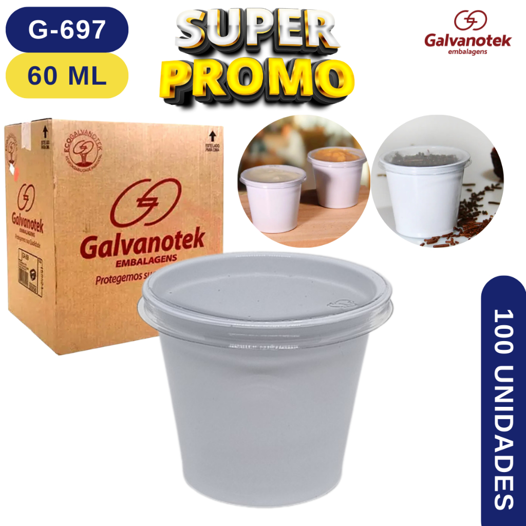 Pote Potinho Para Molho Shoyu 60ml G697 Com Tampa Galvanotek