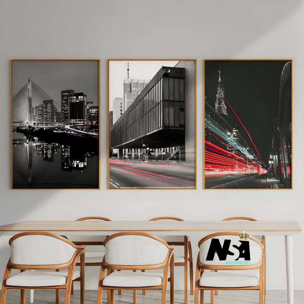 Kit quadro decorativos para sala quarto escritorio luzes São Paulo