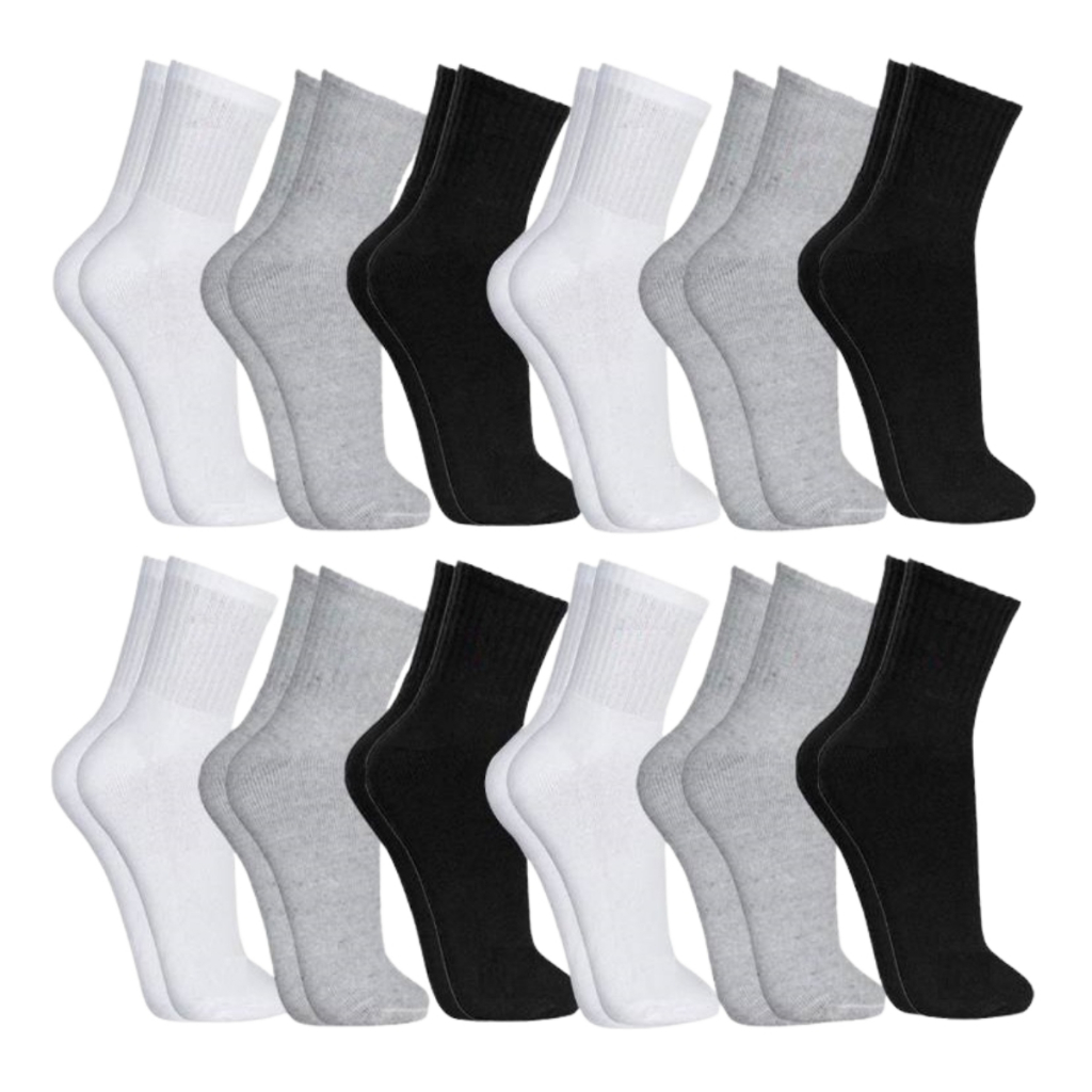 Kit 12 Pares Meia Cano Alto Masculina de poliéster para o dia a dia confortável
