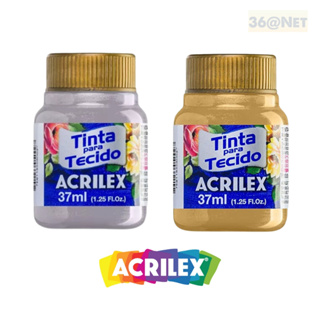 Tinta de Tecido Acrilex Metálica 37ml em Oferta na Shopee