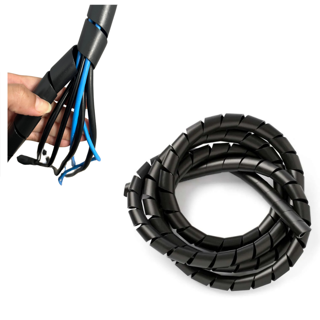 Organizador espiral para fios e cabos 19mm (3/4) - 1,3 e 5 metros em Oferta na Shopee