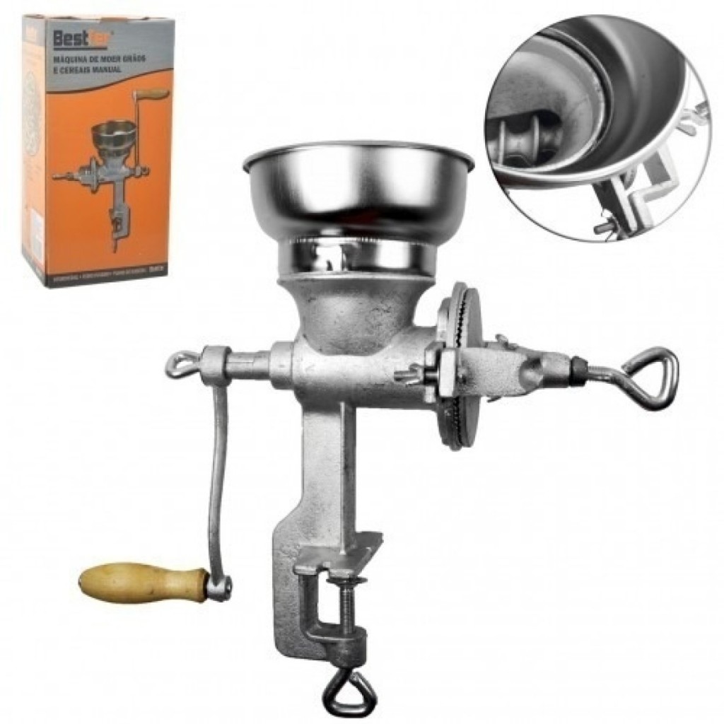 Máquina De Moer Café Soja Cereais Grãos Manual Desmontável Cor Prateado em Oferta na Shopee