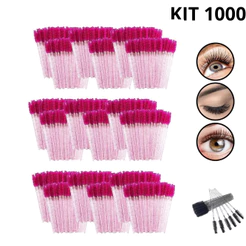 KIT 1000 Escovinhas Descartáveis Sombrancelhas Cilios Alongamento 20 Pacotes