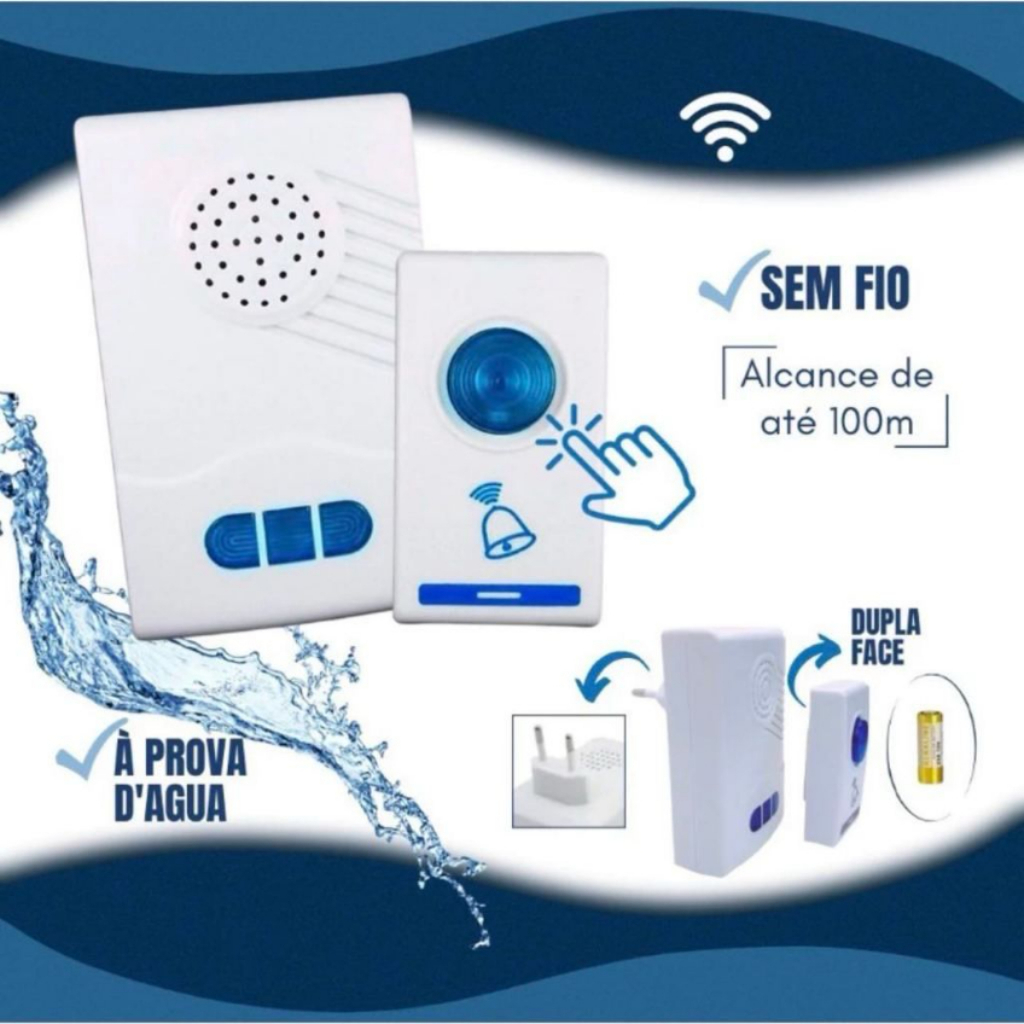 Campainha Residencial Sem Fio Com Tomada 100 Metros De Alcance Bivolt em Oferta na Shopee