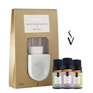 Kit Difusor Aromatizador Elétrico Original + 3 Essências Via Aroma (Bamboo, Capim Limão e ...