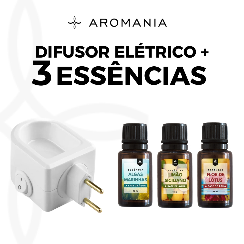 Imagem Kit Difusor Elétrico de Aromas Bivolt + 3 Essências Concentradas 15ml - Escolha a Sua