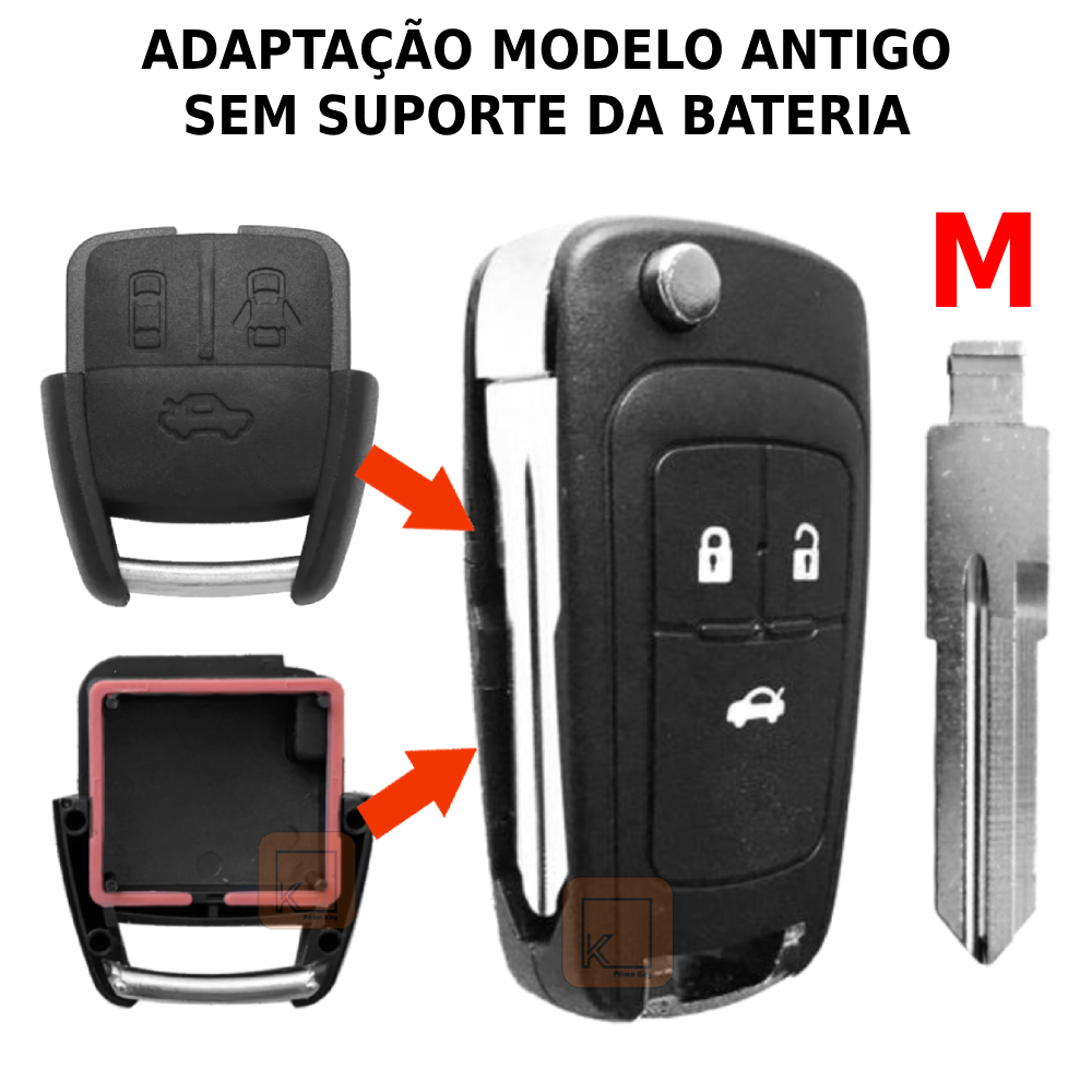 Carcaça Chave Canivete Gm Astra 3 Botões Lâmina M (Sem Suporte da Bateria)
