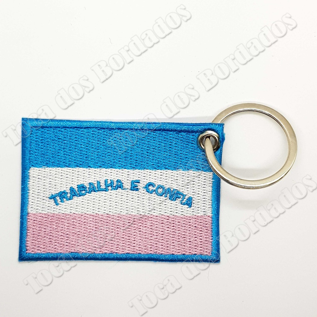 Chaveiro de tecido bordado Bandeira do Espirito Santo 5x7cm Cód.C1050