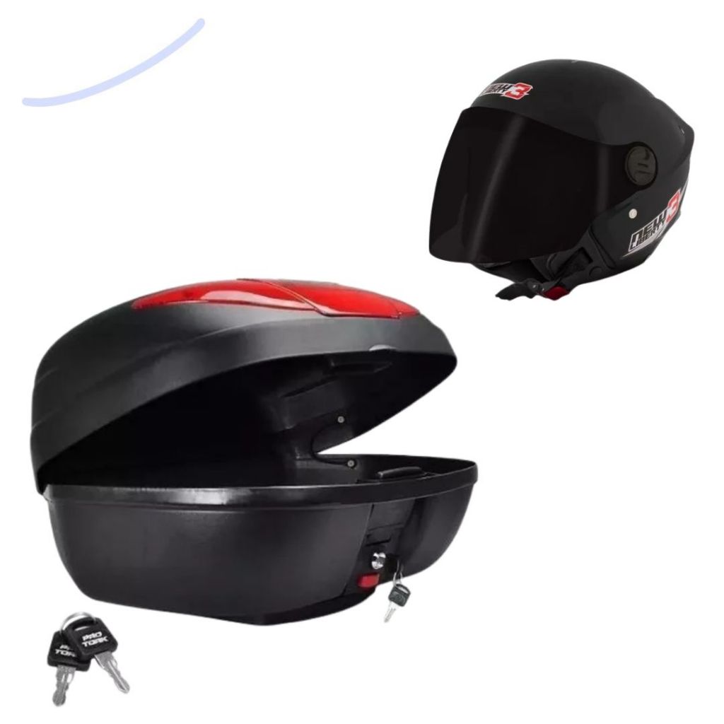 Bauleto Bau Mais Capacete Aberto New Liberty Three Para Moto Boy Caixa 45 Litros Pro Tork