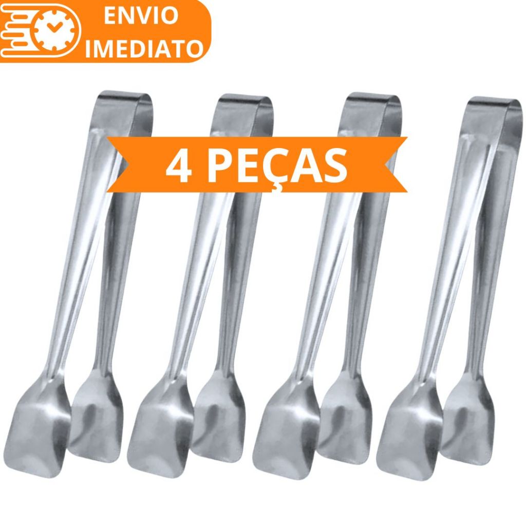 KIT 4 Pegador De Frios 100% Aço Inox Gelo Pinça Pegadora Salgado Lanche para Casa Cozinha Buffet Restaurante Universal em Oferta na Shopee