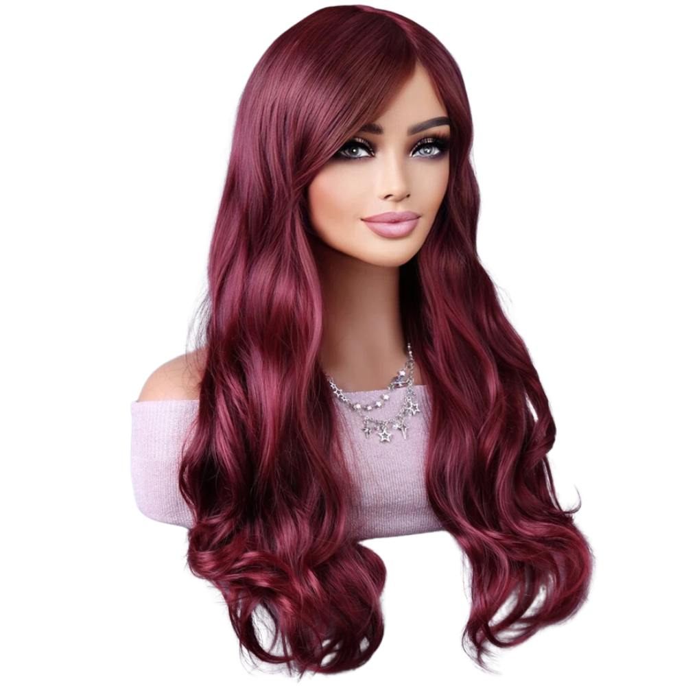Peruca Franja Lace Wig Ondulada 70cm Bio Fibra Varias Cores em Oferta na Shopee