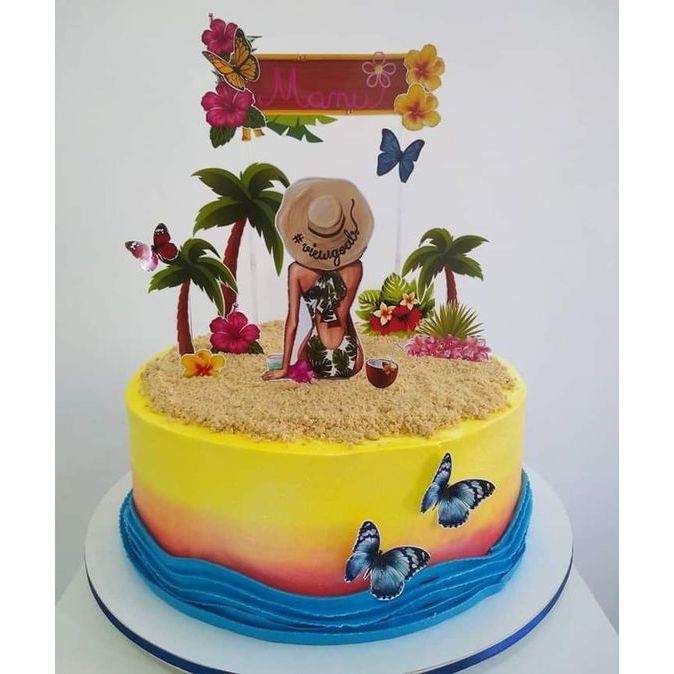 Topo de bolo de aniversário tardezinha - topper de festa personalizado em Oferta na Shopee