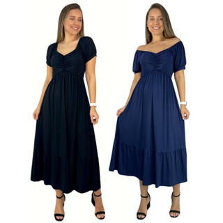 Kit 2 Vestido Midi Premium Amamentação Diversas Cores Gestante Amamentar Moda Casual e Evangélica em Oferta na Shopee