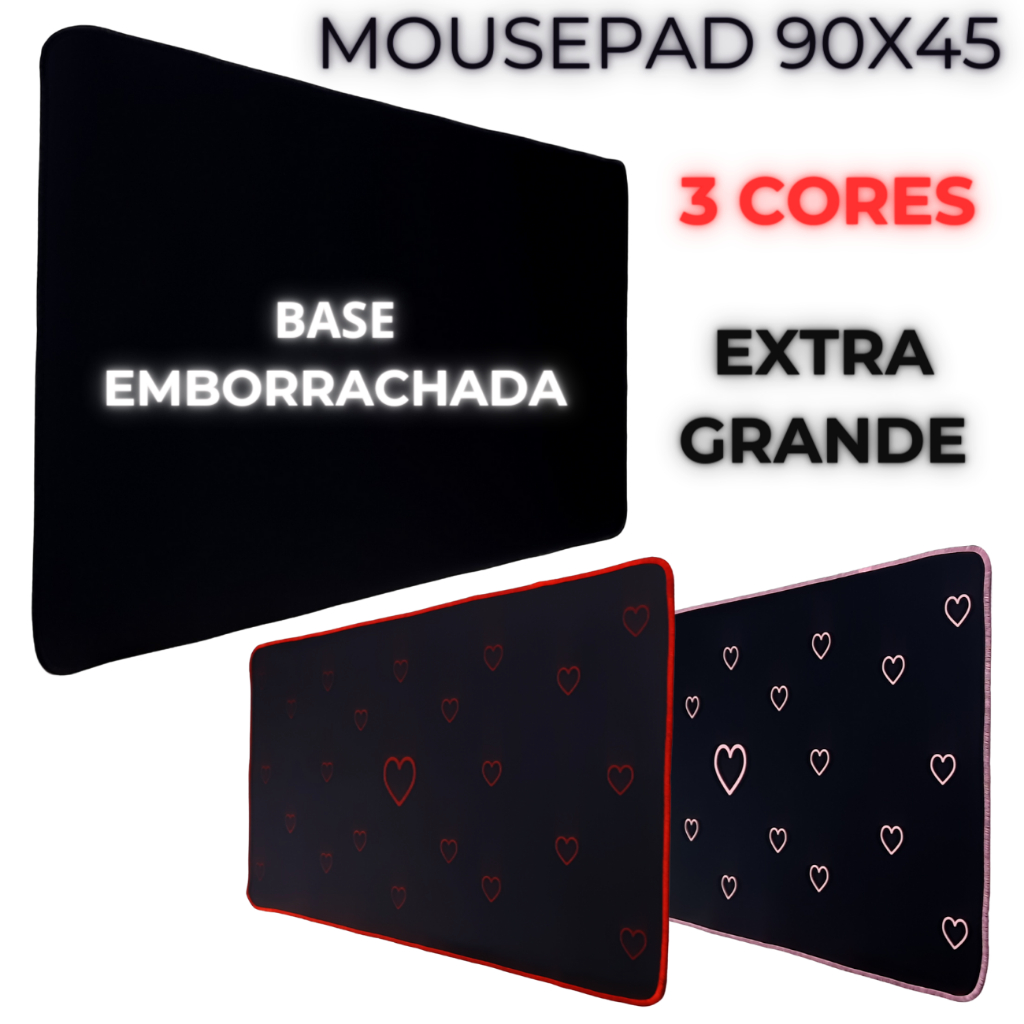 Mouse Pad Gamer 90x45 cm Extra Grande Antiderrapante Speed Base Emborrachada
