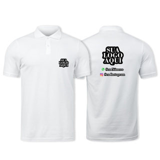 Camisa Polo Personalizada Sua Logo / Arte Aqui Frente e Verso Malha Piquet Manga Curta Silk DTF em Oferta na Shopee