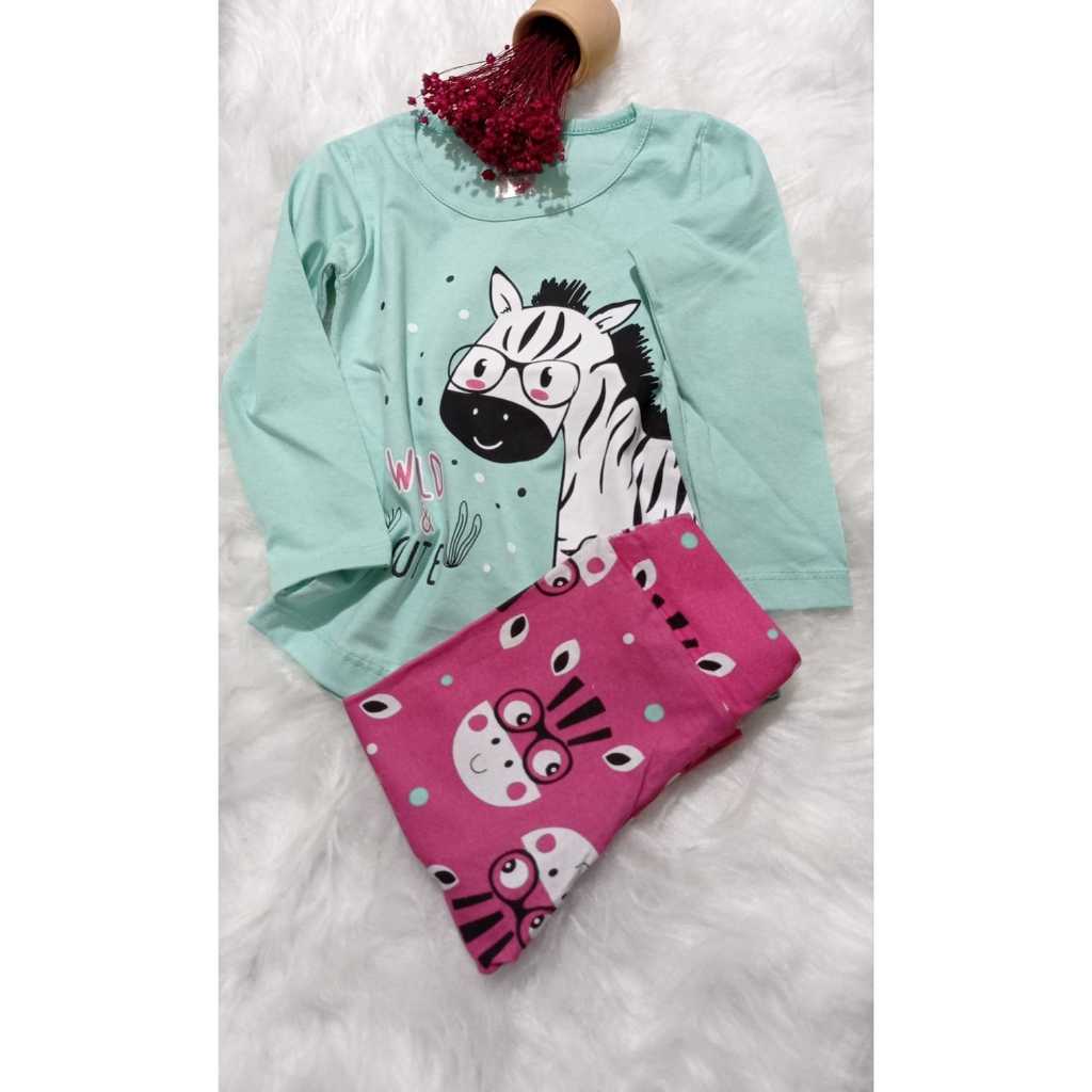 Conjunto MENINA Infantil Blusa com Calça Cotom de 1 a 3 anos Meia Estação Feminina
