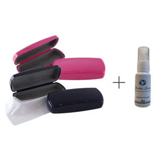 2 Estojos para óculos com lenço em microfibra + 1 spray limpa lentes em Oferta na Shopee