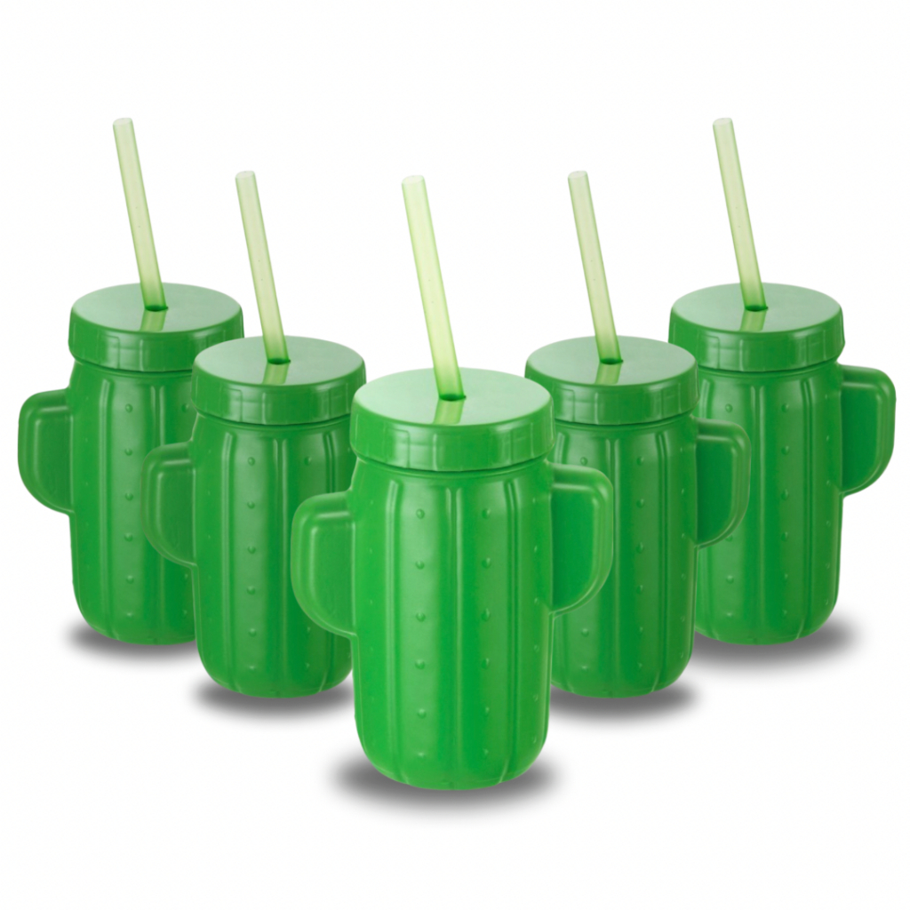 Copo Cacto Plástico Com Canudo 500 ml Injetemp