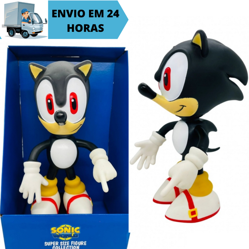 Boneco Super Sonic Preto Shadow Vinil Collection Brinquedo Jogo 23cm Articulado em Oferta na Shopee