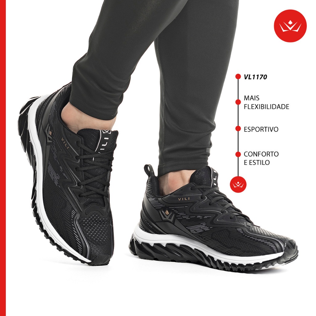 Tênis Masculino Vili Olimp Esportivo Caminhada Preto - Sports & Outdoors