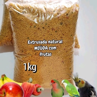 Extrusada natural MIÚDA com frutas para Calopsita, Agapórnis, Red rumped, Maritaca e Ring-neck em Oferta na Shopee