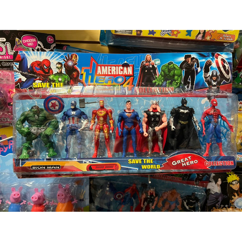 Kit 7 Bonecos vingadores Marvel + Heróis DC Articulados Envio imediato