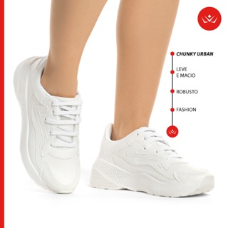Tênis Feminino Vili Chunk Urban Casual Confortável Branco em Oferta na Shopee