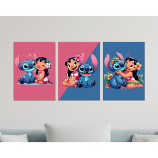 Kit 3 Placas Decorativas Quadro Lilo Stitch Decoração Premium AM em Oferta na Shopee
