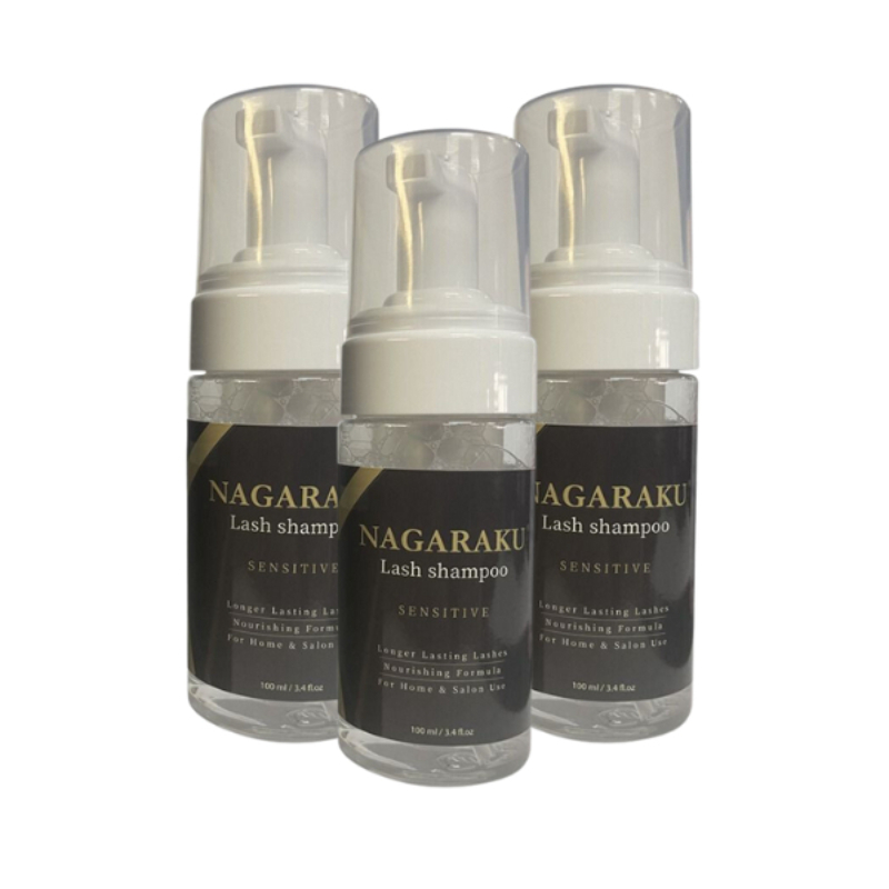 Kit com 3 Lash Shampoo Espuma de Limpeza Nagaraku Extensão Cílios - 100 Ml