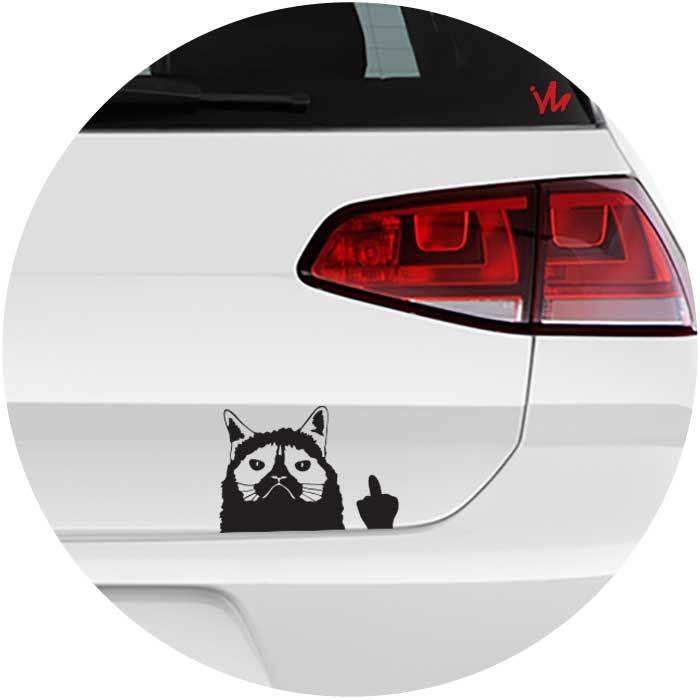 Adesivo Gato Grumpy Cat Dedo do meio Carro Moto — imagem 2 de 2