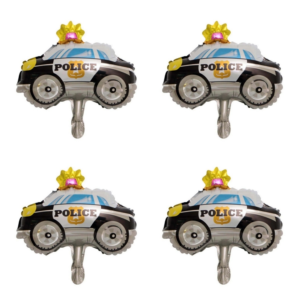 5/10 Mini Balão Metalizado Carro Viatura Policia Centro de Mesa 34cm