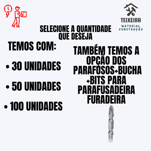 Parafuso e Bucha 8 kit 30uni 50uni 100uni+Bits