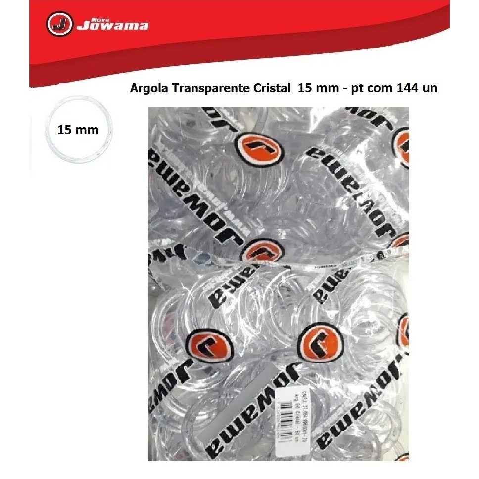 Argola plástica CRISTAL JOWAMA 15mm - 144 un