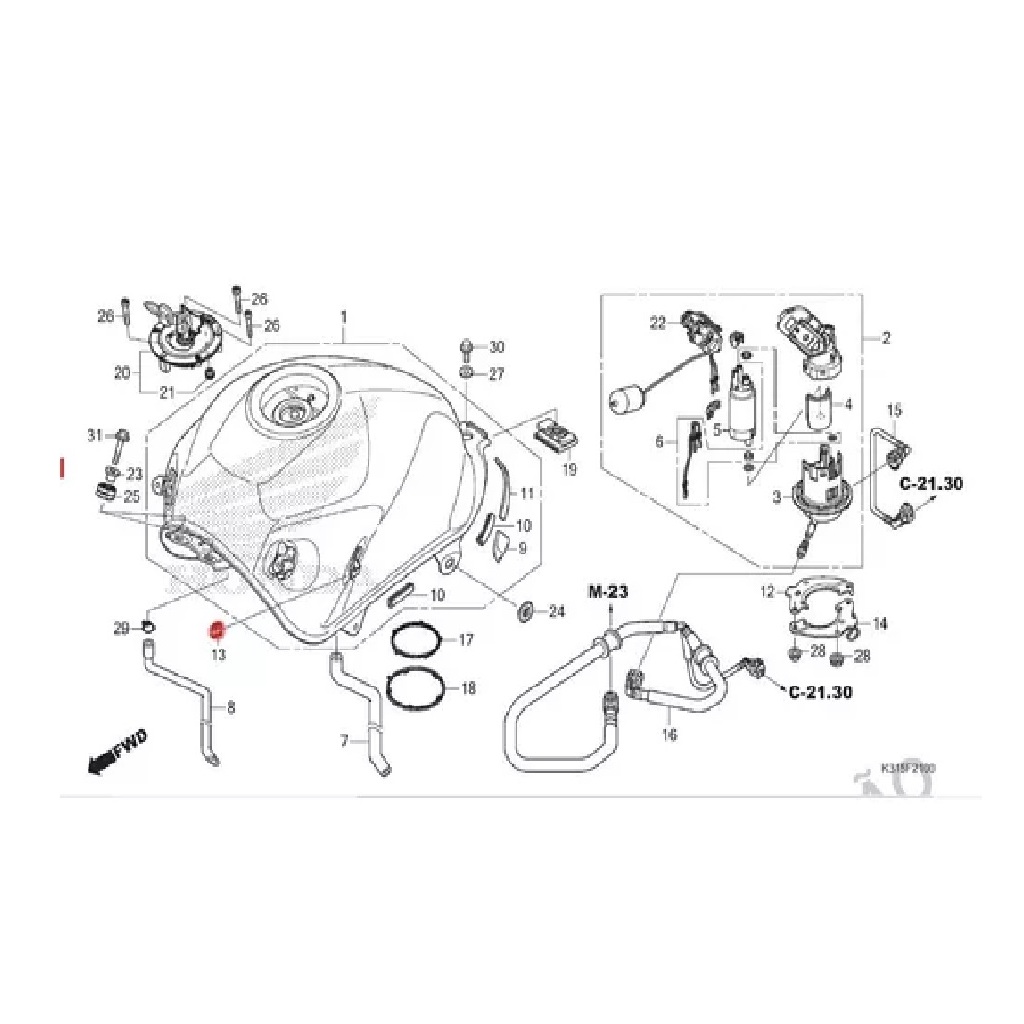 Par borracha da asa do tanque original titan160 fan160 cargo160 cb250F twister