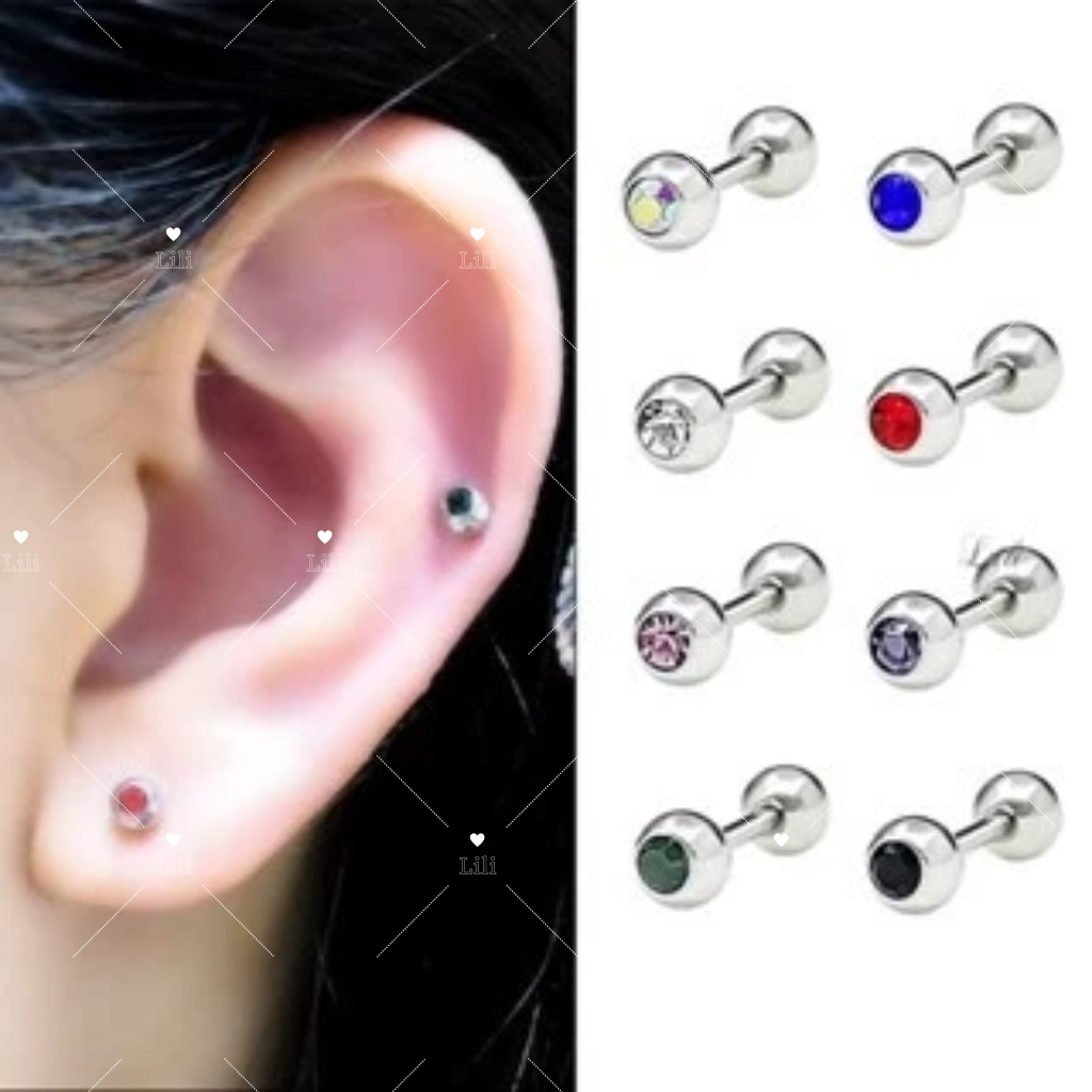 Kit 12 Piercing Minibarbell Aço Cirúrgico piercing cartilagem tragus com strass pedrinha