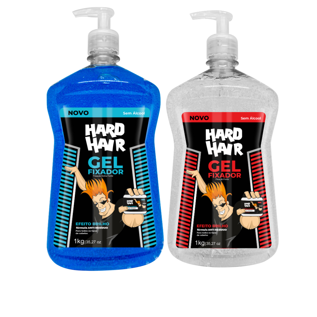 Gel Capilar Fixador Extra Forte Efeito Brilho Hard Hair 1kg em Oferta na Shopee