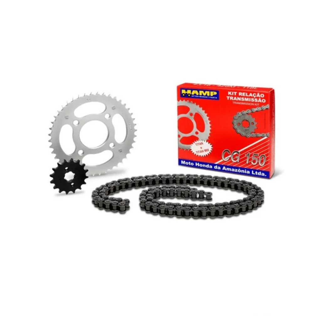 Kit Relação Transmissão Coroa Corrente Pinhão Titan150 Fan150 Cargo150 Original Hamp