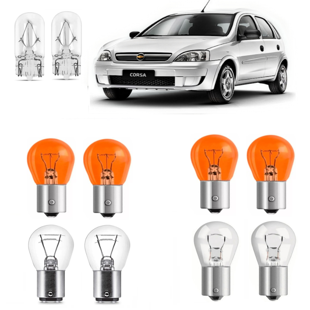 kIT 10 Lâmpadas Lanterna Traseira Seta Ré Freio GM Corsa Hatch