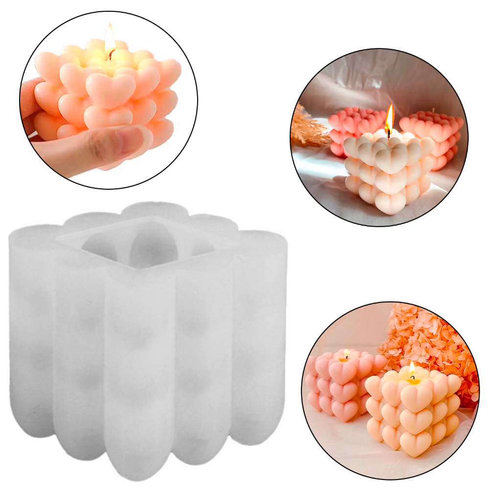 Forma Molde Bolinhas Cubo Luxo Vela Sabonete Corações Decoração Artesanal Artesanato Amor dia dos Namorados Saboaria