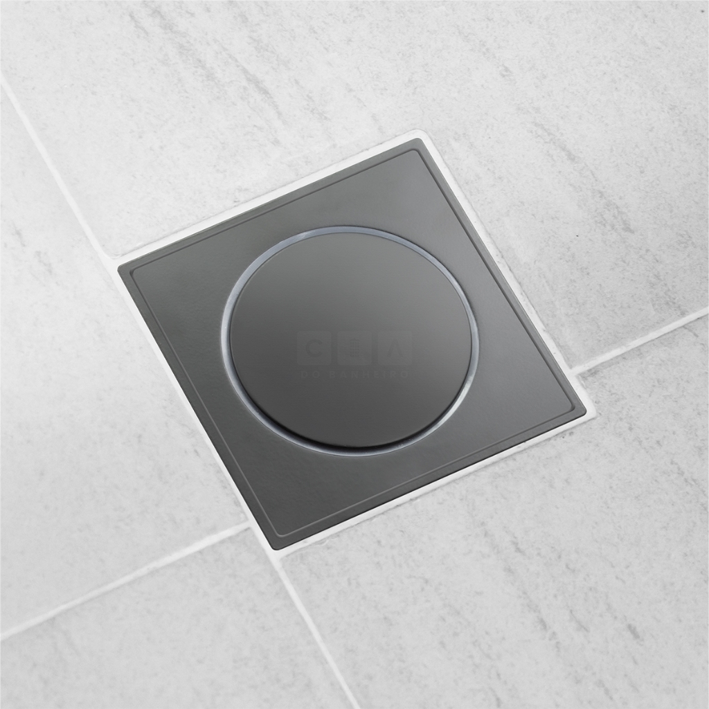 Ralo Inteligente Click Preto Fosco Inox 15x15 Anti Inseto e Anti Odor