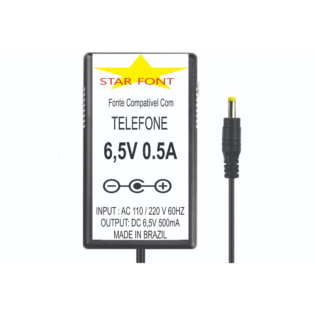 Fonte Carregador 6,5V Para Telefone Sem Fio Panasonic PQLV219
