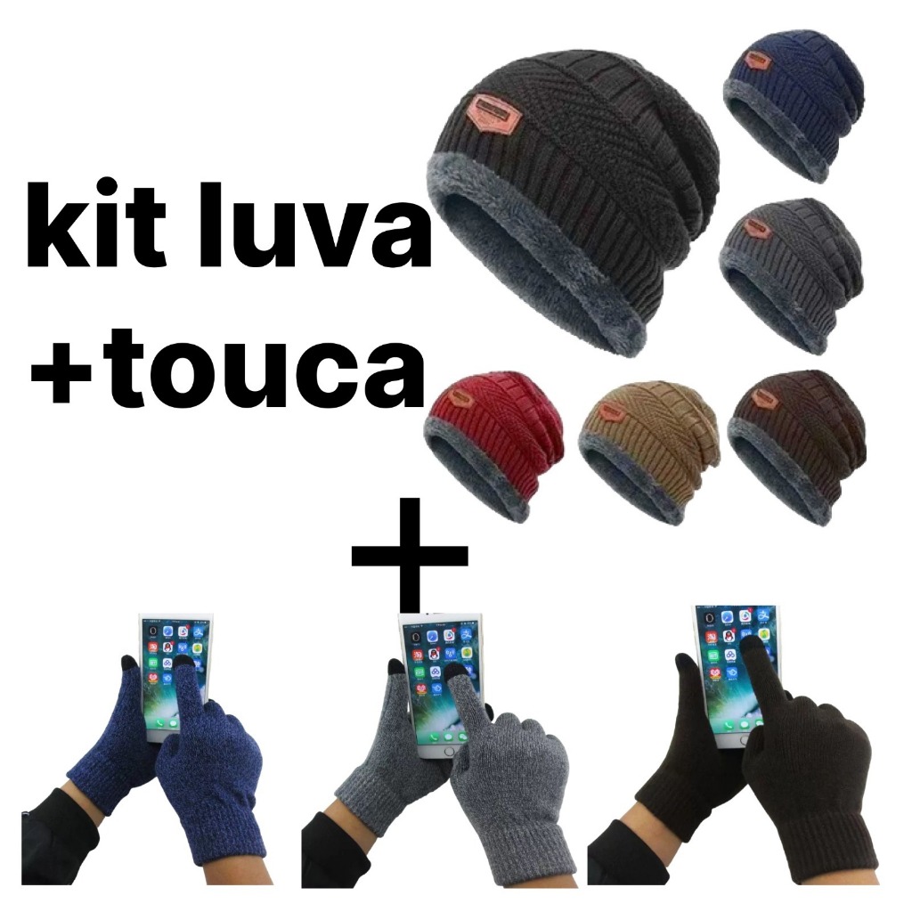 Kit Touca com Pelinhos Cores + Luva de Malha Suave Cores