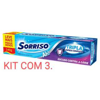 KIT COM 3 - Creme Dental Tripla Limpeza Completa Sorriso 140g. em Oferta na Shopee