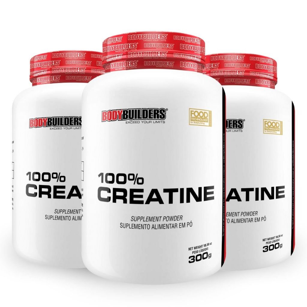 Kit 3x Creatina Monohidratada 100% 300g | Pura Importada - Bodybuilders em Oferta na Shopee