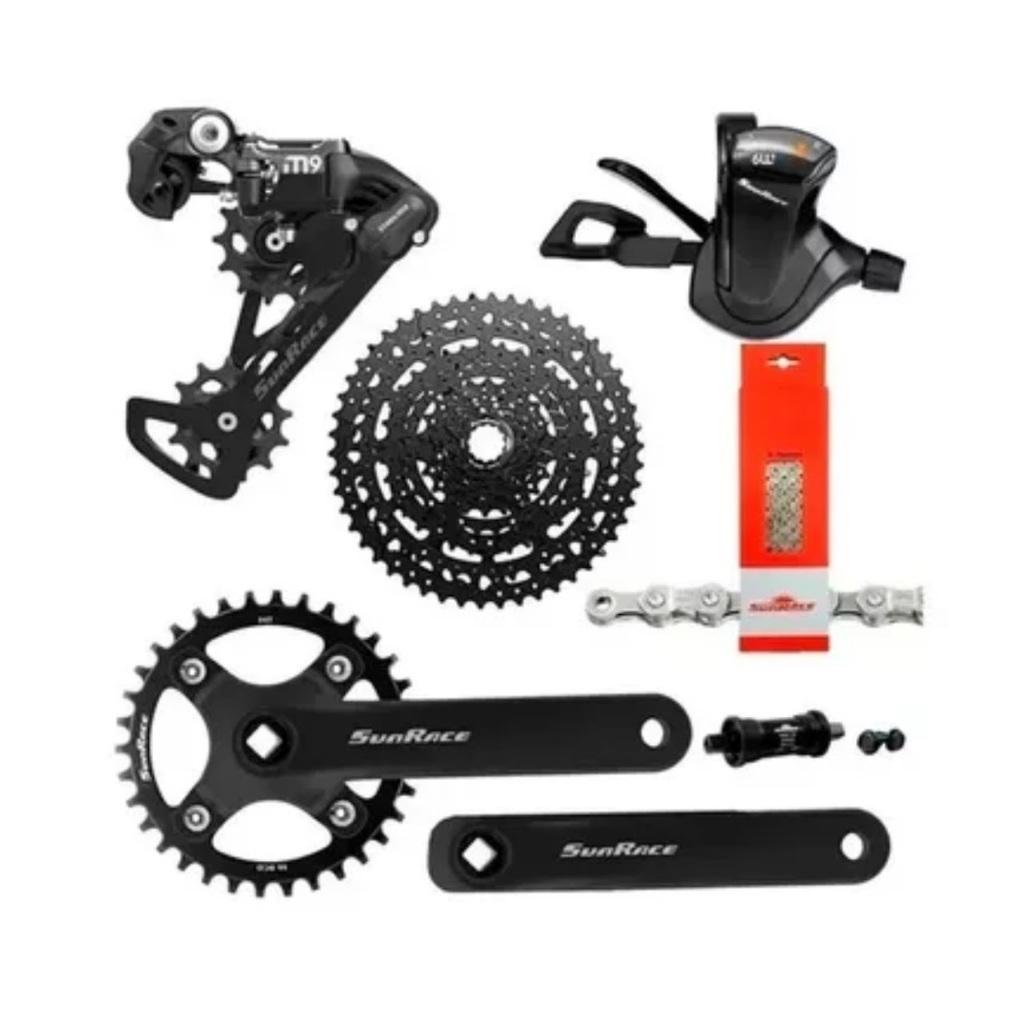 Kit P/ Bicicleta Bike Transmissão Sunrace 9v Dkm 1x9v Com Cassete 11-50 Bike Mtb